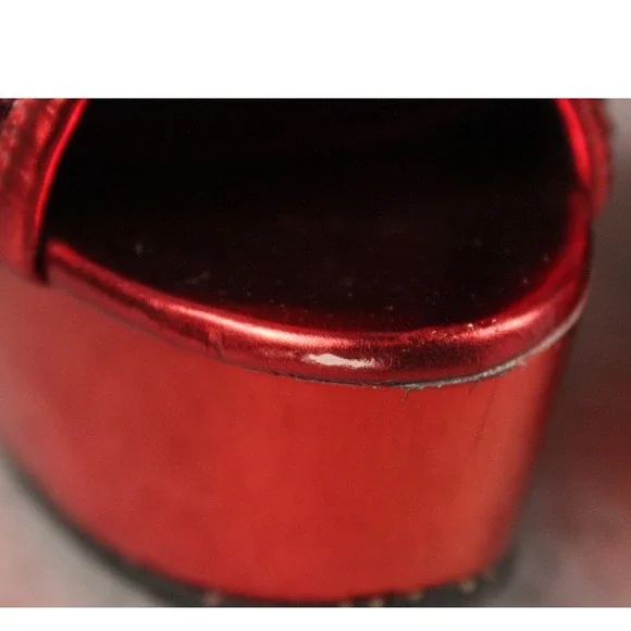 Pleaser Red Sequin Platform Ankle Boots Peep Toe Stiletto Heel Womens Size 8 - Picture 8 of 10